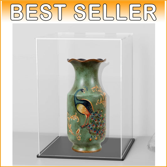 360-Degree Clear Acrylic Showcase with Dustproof Lid for Collectibles - 8x8x12