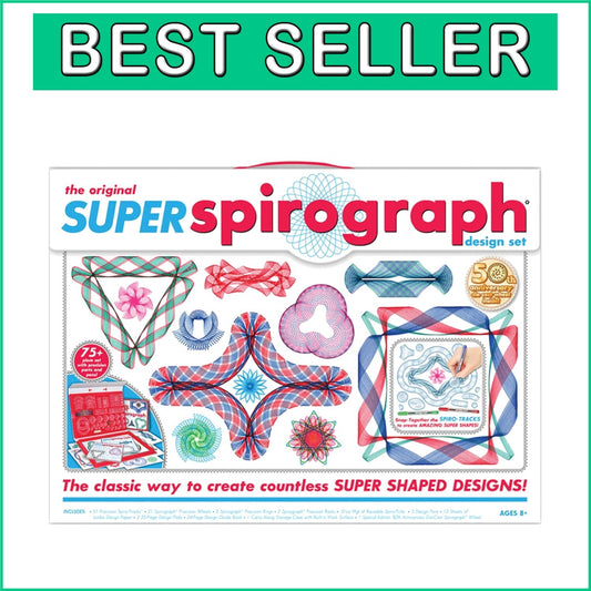 Deluxe 50th Anniversary Kids Art Set – Complete Spirograph Kit with Case & Guide