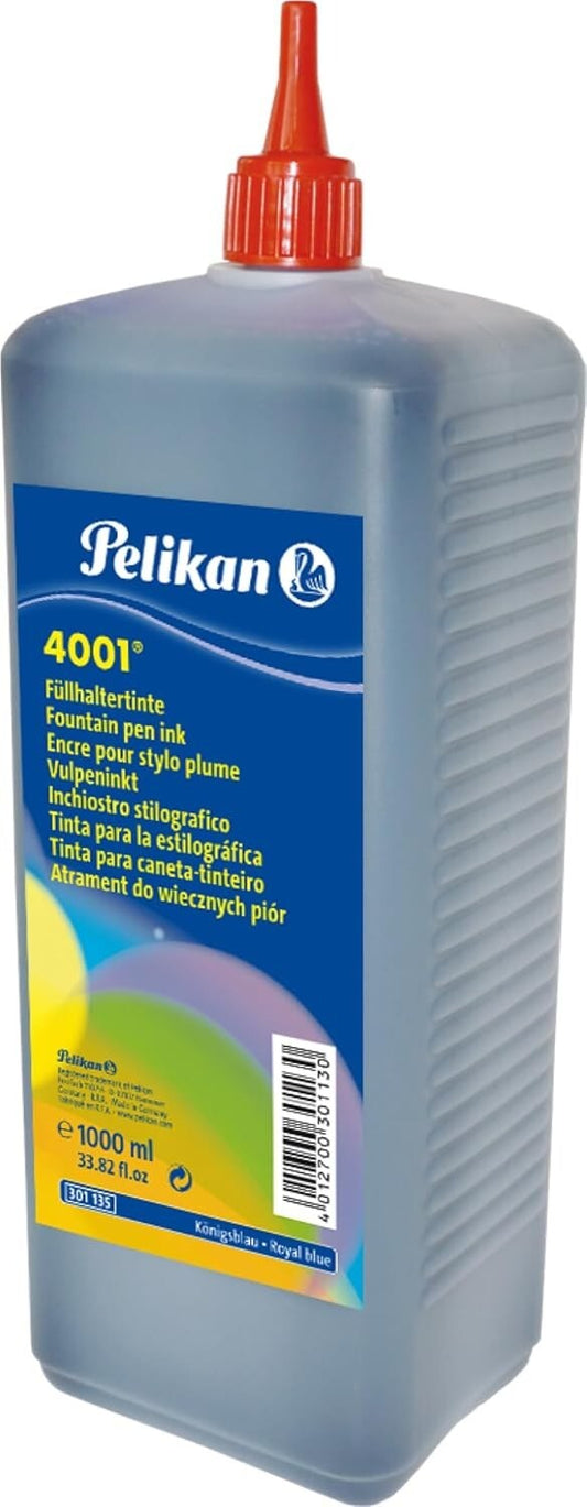 Premium 4001 Bottled Ink for Fountain Pens - 1 Liter of Royal Blue Elegance