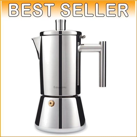Elegant Italian 4-Cup Stainless Steel Espresso Maker – Safe and Durable Design