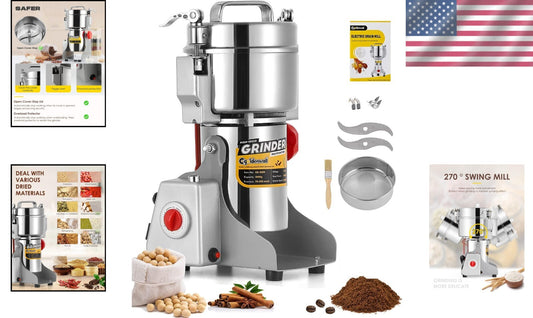 300g Commercial Spice & Grain Grinder - 220V Swing Design with Auto Protection