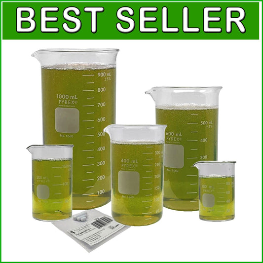 5-Piece Corning Pyrex Beaker Set with Magnetic Stir Bars - Tall Berzelius Style