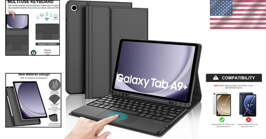 2023 Galaxy Tab A9 Plus 11” Keyboard Case with Adjustable Angles & Battery Saver