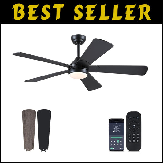 Versatile 52-Inch Ceiling Fan with Reversible Blades & Timer for Indoor/Outdoor