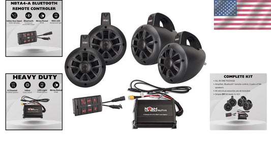Compact Marine Stereo System with Remote, Ideal for Golf Carts and UTVs