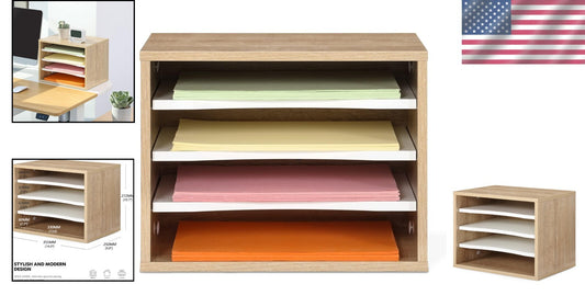 Versatile Wooden 4-Tier Desktop Paper Sorter – Easy Assembly for Office Spaces