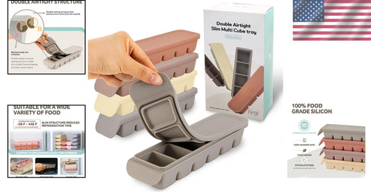 Airtight Silicone Freezer Trays - 6-Cup Baby Food Containers with Lid