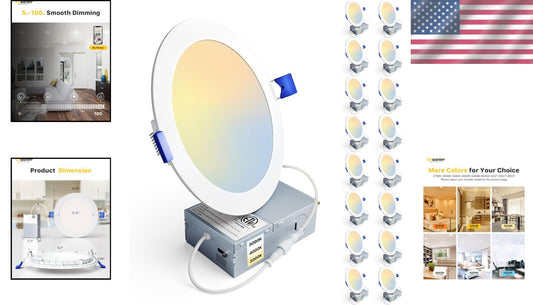 Energy Efficient 16 Pack 6 Inch Dimmable LED Recessed Ceiling Lights - 1200LM