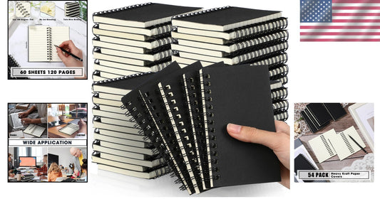 Durable 3x5 Spiral Notepads - 54 Bulk Memo Pads for Writing and Note-Taking