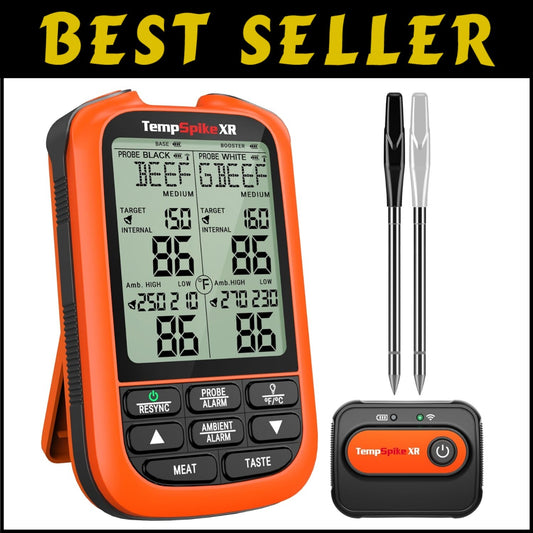 RF 2000FT Meat Thermometer with Color-Coded Probes - Ideal for Grilling Outdoors