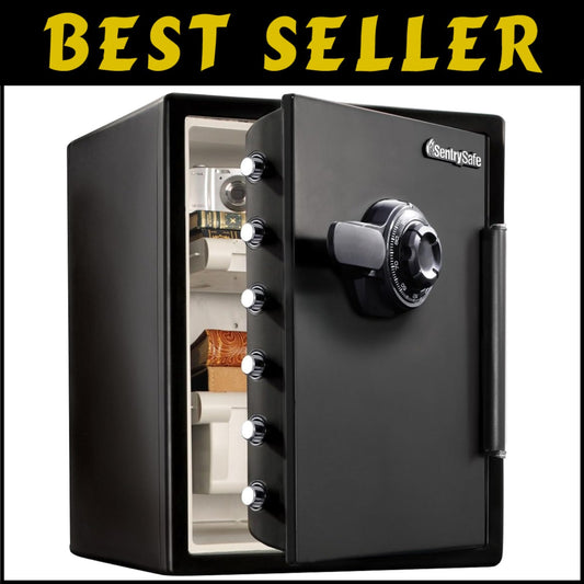 Spacious 2.05 Cu.Ft. Black Fireproof & Waterproof Safe with Adjustable Shelves