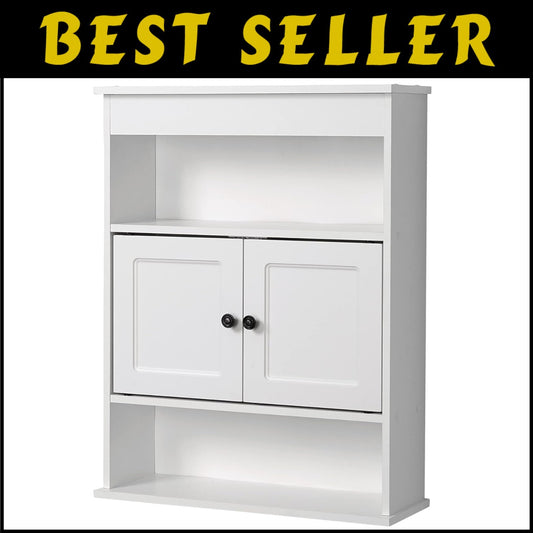 Stunning White Wooden Wall-Mounted Cabinet - Ideal for Bathroom or Utility Rooms