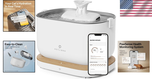 Pet Water Fountain with 304 Stainless Steel Tray - Wi-Fi Enabled 2.5L Capacity