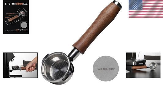 58mm Bottomless E61 Portafilter with Walnut Handle - Perfect Espresso Accessory