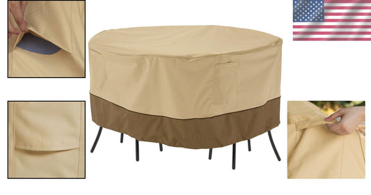 Elegant Gardelle Fabric 52" Patio Table & Chairs Cover - Weatherproof Design