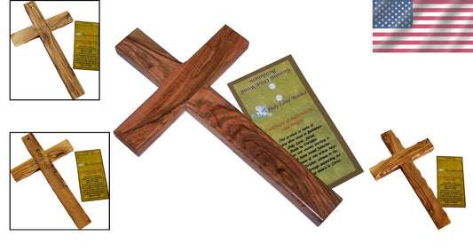 Hand-Carved Olive Wood Cross from Bethlehem - Unique Spiritual Wall Decor