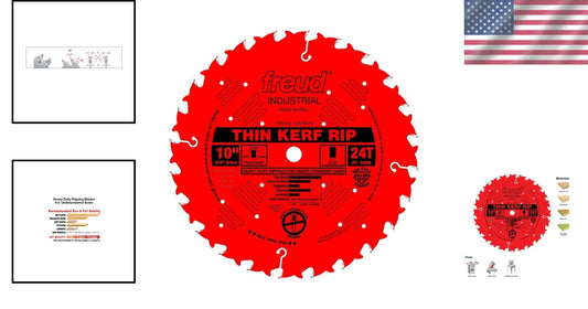 Efficient 10" Diameter Rip Saw Blade - Thin Kerf, 24 Teeth, Perma-Shield Coating