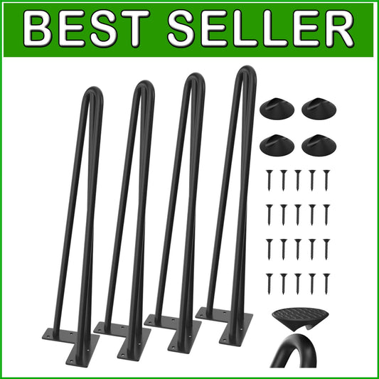 Durable Hairpin Table Legs 16-Inch for Custom Desks and Benches - 880 lbs Load
