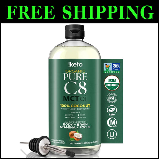 32 Oz Pure Coconut MCT Oil - Keto-Friendly, Palm Oil Free, Clean Fat Source