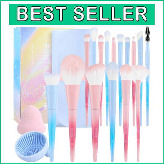 Chic Makeup Brush Set - 16 Professional Brushes with Travel Bag & Gift Packaging