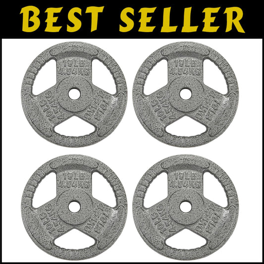 Durable Cast Iron Olympic Weight Plates - 10lbs Set of 4 for Strength Training