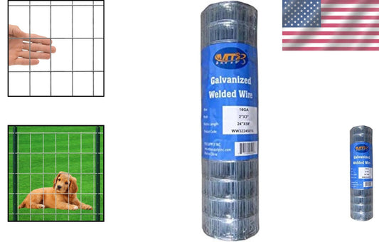 Durable Galvanized Welded Wire Fence - 16GA 24" x 50' for Gardens & Livestock