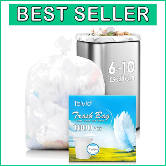 8-Gallon Clear Garbage Bags, 1200 Count - Strong & Versatile for Home & Office
