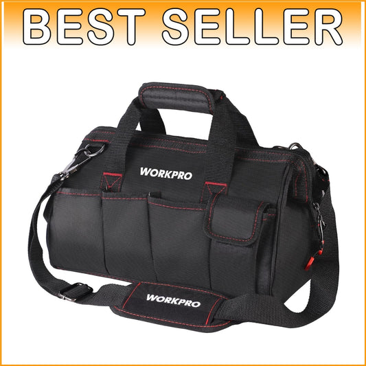 14-Inch Black Multi-Pocket Tool Organizer with Adjustable Strap for Easy Access