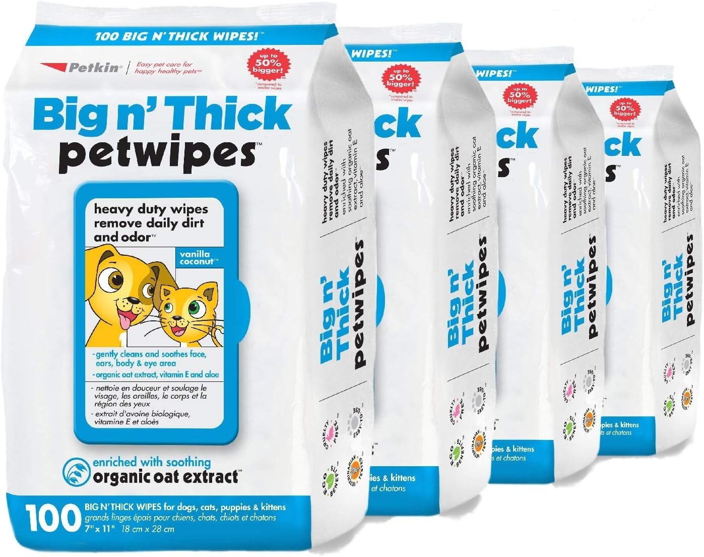 Extra-Large Pet Wipes for Quick Clean-ups - 400 Wipes with Coconut Scent