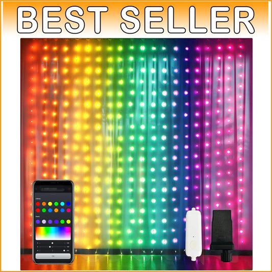 App-Controlled 400 LED Color Changing Curtain Lights - 6.5x6.5ft for All Seasons
