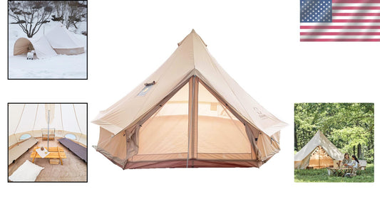 Spacious Waterproof Bell Tent with Stove Jack for Family Camping Adventures