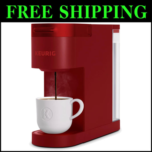 Compact Scarlet Red K-Slim Single Serve Coffee Maker with Programmable Features