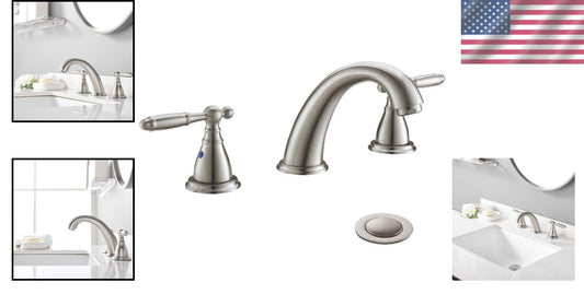 Elegant 2-Handle Brushed Nickel Bathroom Sink Faucet - Easy Install & Durable