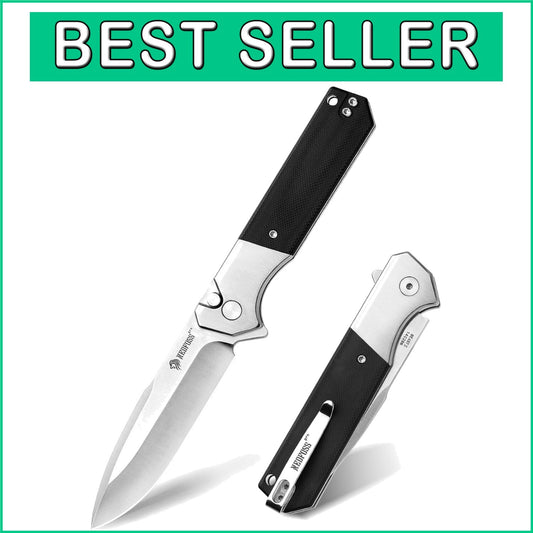 EDC Tactical Knife: 3.48" Blade with Button Lock & G10 Handle for Men & Women