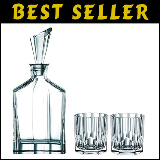Luxury Clear Crystal Whisky Decanter and Tumblers Gift Set for Men - Aspen Style