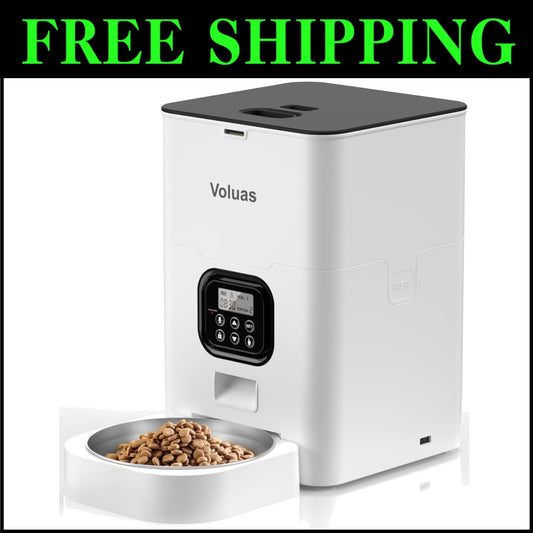 High-Capacity Cat & Dog Feeder - Automatic Portion Control & Voice Feature