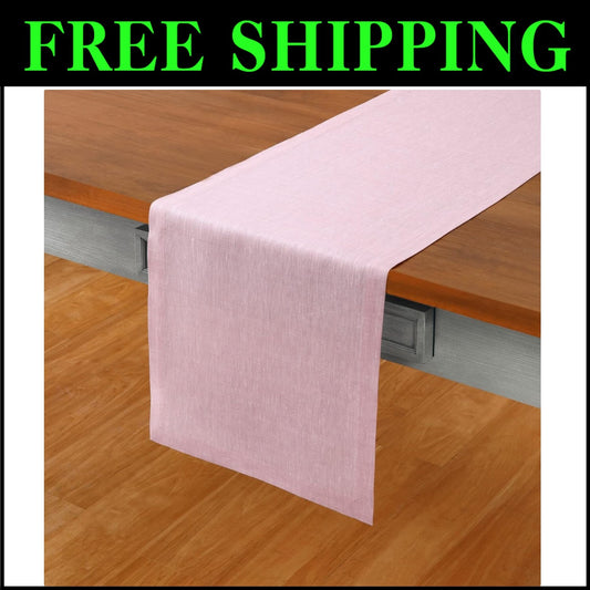 Luxe Solid Bubblegum Pink Linen Table Runner 120 Inches Long - Athena Collection