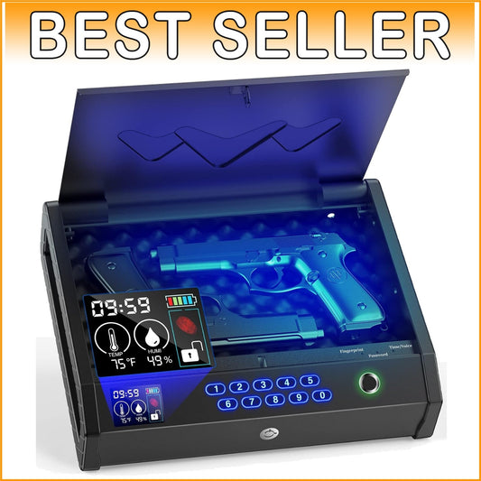 Biometric Gun Safe with LCD Display for Quick Access – Compact Handgun Security