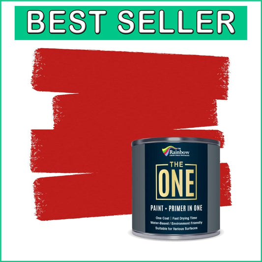 Versatile Waterproof Red Paint & Primer, Matte Finish for All Surfaces - 2.5L