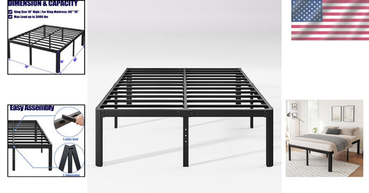 Elegant King Bed Frame with Ample Under-Bed Storage - Easy Setup, Noise-Free