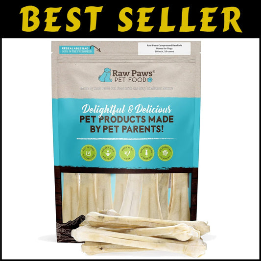 10-Pack Compressed Rawhide Bones - Perfect for Large Dogs and Aggressive Chewers