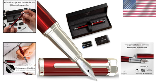 Ambidextrous Luxury Fountain Pen with Medium Nib & Gift Box - Effortless Writing