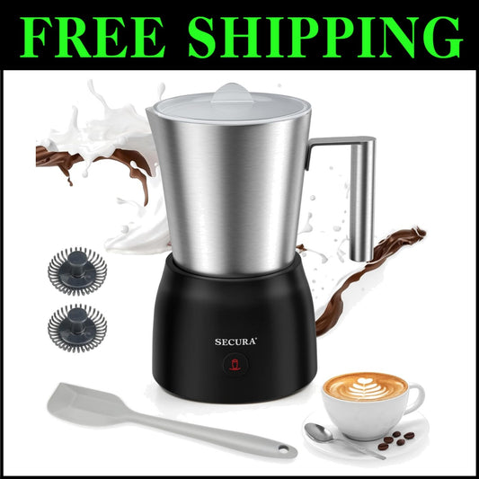 17oz Stainless Steel Electric Milk Frother for Café-Quality Lattes & More