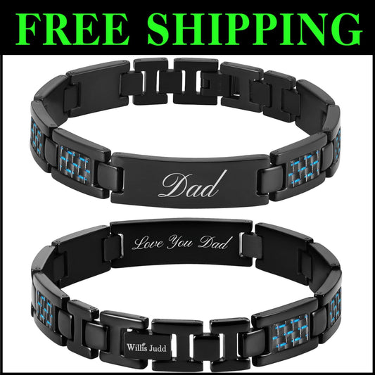 Stylish Hypoallergenic Titanium Dad Bracelet with Love You Message - Gift-Ready