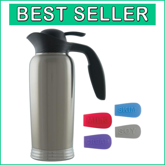 Elegant 1L Insulated Stainless Steel Creamer with ID Socks - Precision Pouring