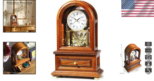 Antique Style Table Clock with Revolving Pendulum: Perfect Anniversary Gift