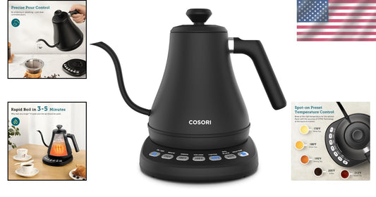 Elegant Electric Gooseneck Kettle with 5 Temperature Presets & 1-Hour Keep Warm