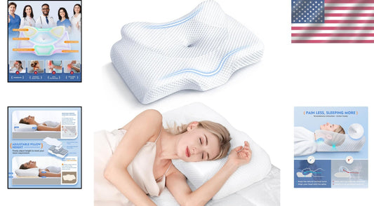 Adjustable Memory Foam Cervical Pillow - Ideal for Side, Back & Stomach Sleepers