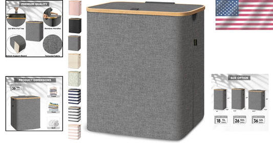 Elegant 36 Gal Bamboo Laundry Hamper with Lid - Portable and Durable Design