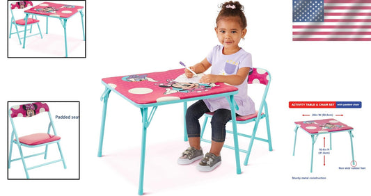 Colorful Disney Minnie Jr Activity Table Set with Chair for Kids Age 2-5